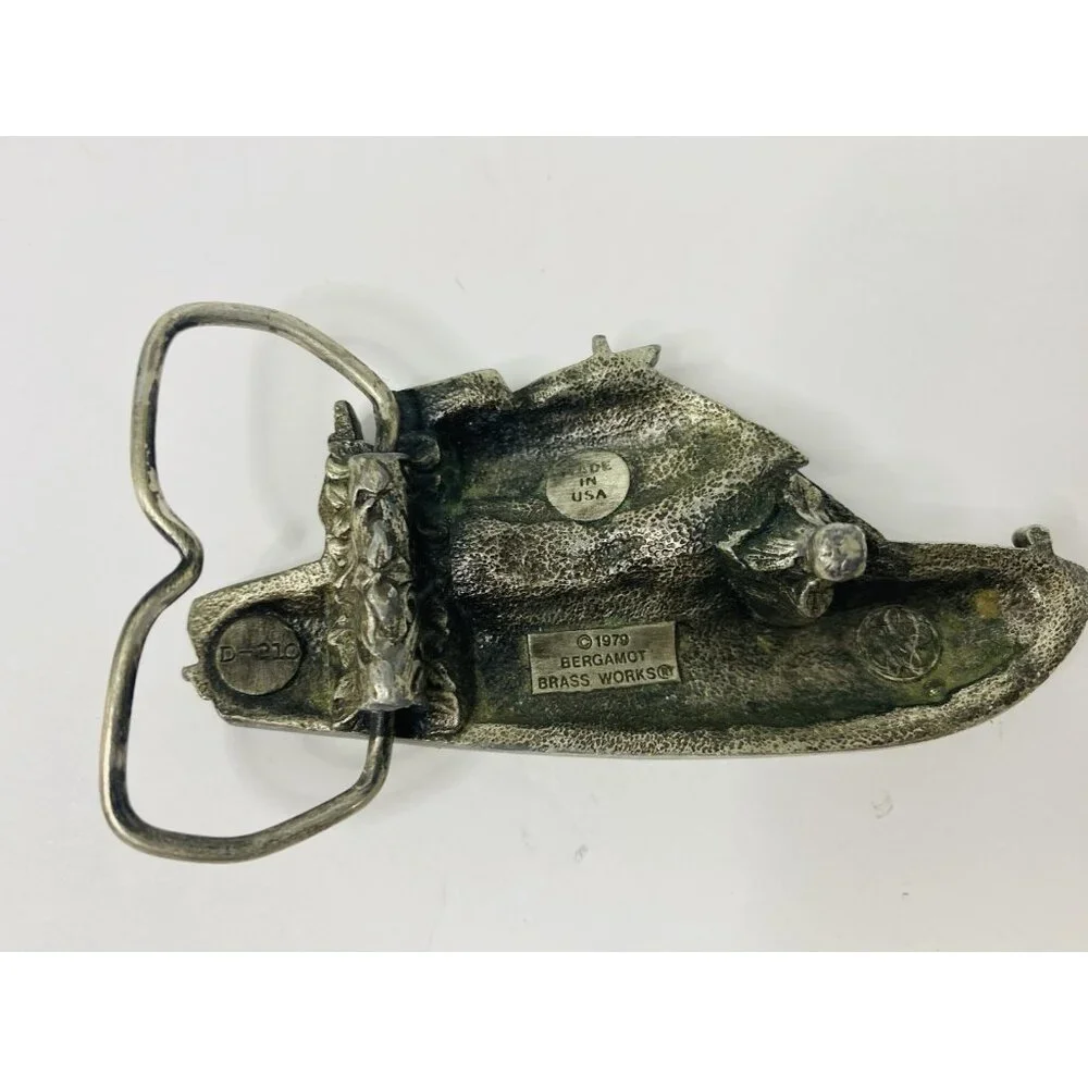 Bergamot Belt Buckle Fishing Boat Ship Cabin Cruiser Vintage 1979 Pewter‎
